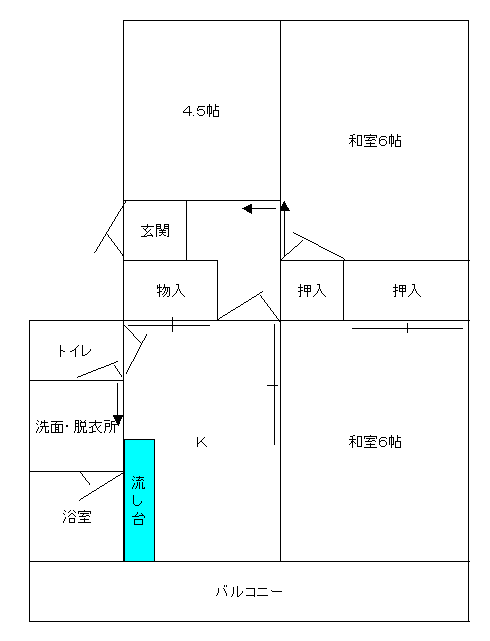 イラスト：新屋扇町Bタイプの間取り図