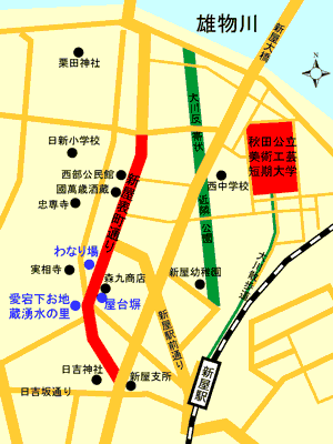 イラスト：新屋表町通り位置