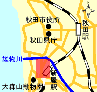 イラスト：新屋表町通りの広域地図