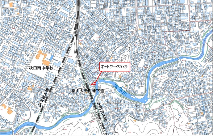 楢山大元町地下道ライブカメラ配置図